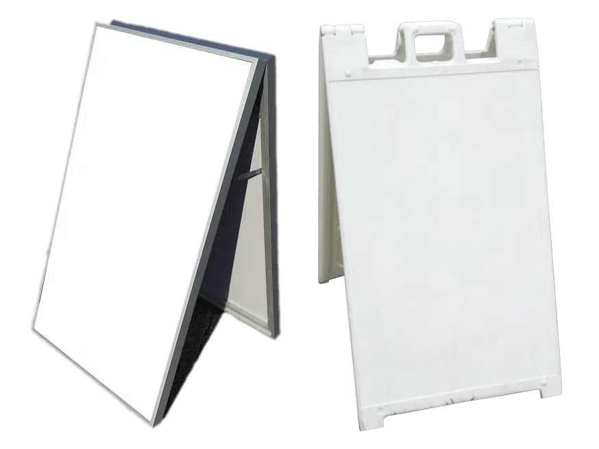 plastic or metal a-frame sidewalk signs