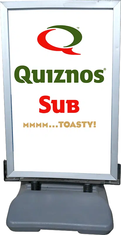 custom sidewalk advertising sign for food retail location