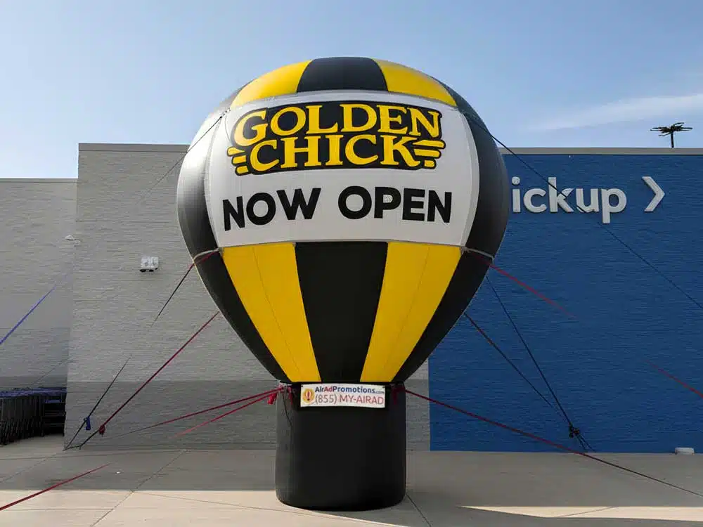 now open inflatable advertising balloon visible from street